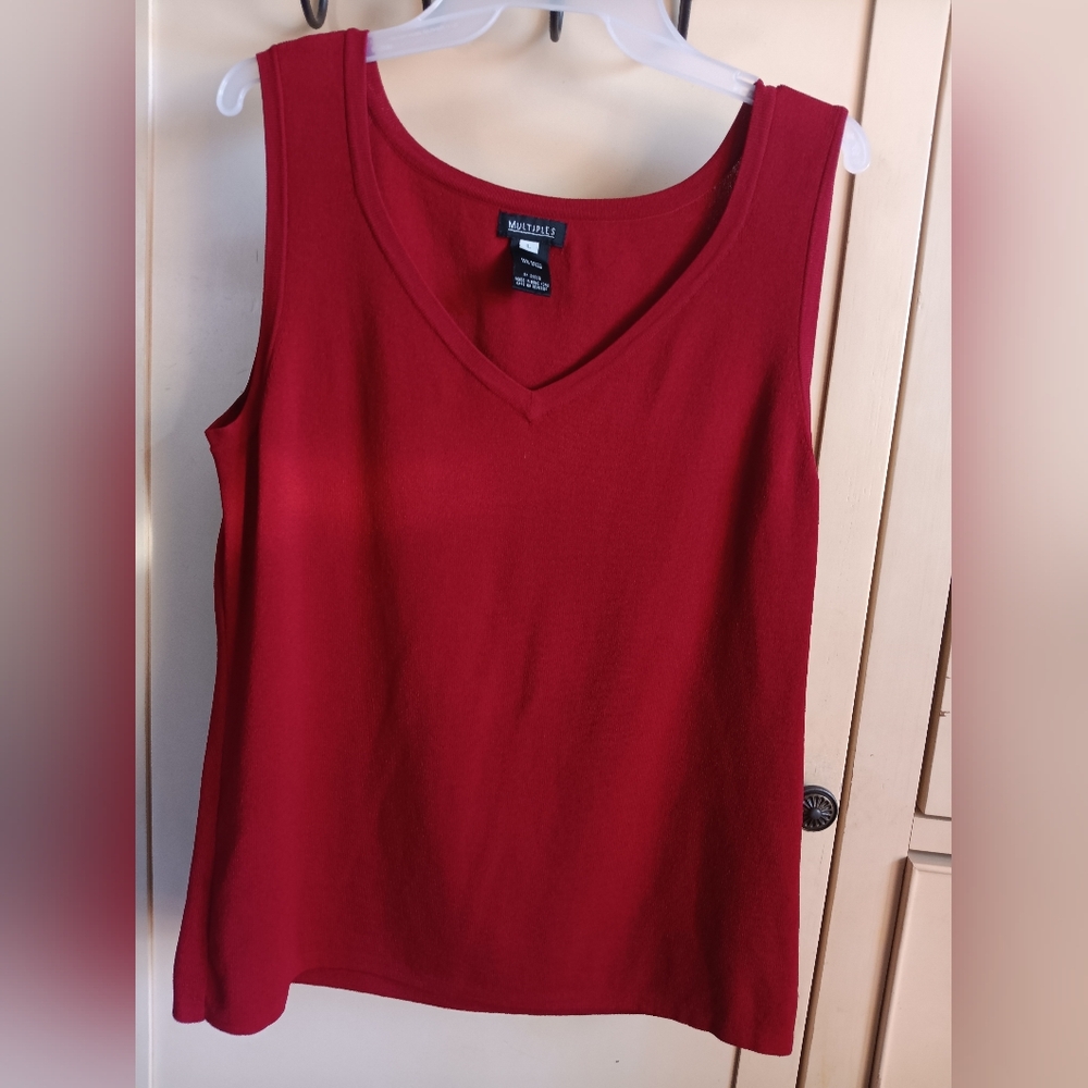 Womens Multiples Red Tank Top Size L